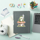Cozy Frog Drink Tea op Toadstool Sticker (iPad Cover)