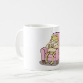 Cozy Frog Drinking Tea On Sofa Illustration Koffiemok (Voorkant links)