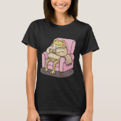 Cozy Frog Drinking Tea On Sofa Illustration T-shirt (Voorkant)