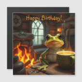 Cozy Frog Magnetische Verjaardag Kaart (Voorkant / Achterkant)