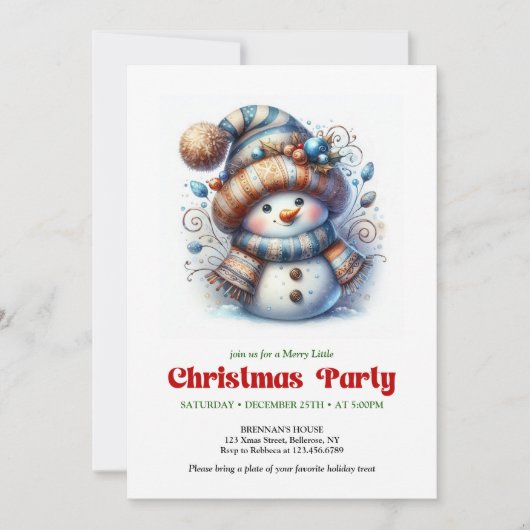 Cozy funny snowman holiday invite festive digital kaart (Voorkant)