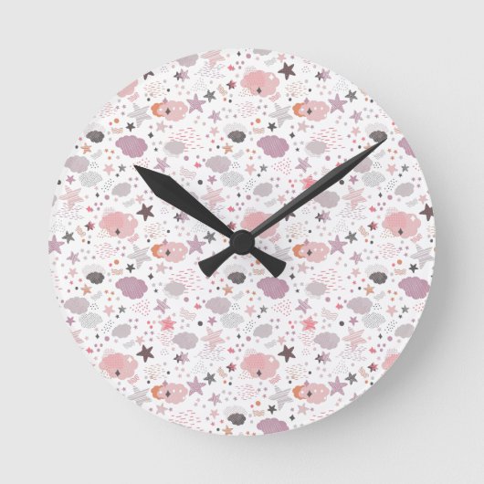 Cozy Galaxy- cosmos, stars and clouds Throw Pillow Ronde Klok (Voorkant)