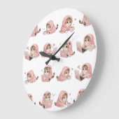 Cozy Gaming Cat Pattern - Aesthetic Pink Hoodie Ki Grote Klok (Hoek)