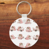 Cozy Gaming Cat Pattern - Aesthetic Pink Hoodie Ki Sleutelhanger (Voorkant)