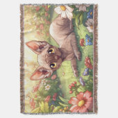 “Cozy Garden Sphynx" Cute Sphynx Cat Deken (Voorkant Verticaal)