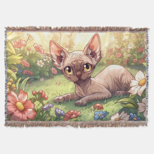 “Cozy Garden Sphynx" Cute Sphynx Cat Deken (Voorkant)