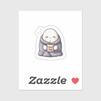 Cozy Ghost Mode Sticker – Schattigee Cartoon Ghost