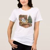 Cozy Ghost Reading Christmas Cute Holiday Gift Tri-Blend Shirt (Voorkant)