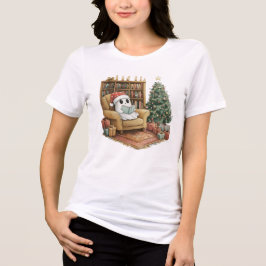 Cozy Ghost Reading Christmas Cute Holiday Gift Tri-Blend Shirt