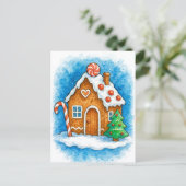 Cozy Gingerbread House Christmas Postcard Feestdagenkaart (Staand voorkant)