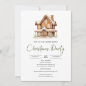 Cozy gingerbread house earthy Christmas party Kaart (Voorkant)