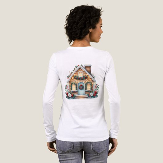 Cozy Gingerbread House Holiday Illustration Back Tri-Blend Shirt (Achterkant)