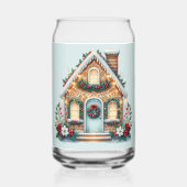 Cozy Gingerbread House Holiday Illustration Blikvorm Glas (Voorkant)