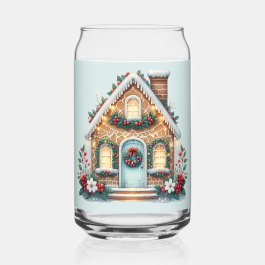 Cozy Gingerbread House Holiday Illustration Blikvorm Glas (Voorkant)