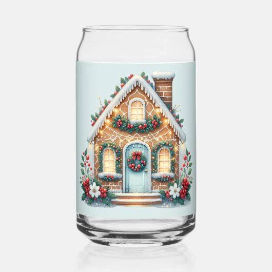 Cozy Gingerbread House Holiday Illustration Blikvorm Glas (Achterkant)