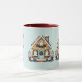 Cozy Gingerbread House Holiday Illustration Blue Mok (Midden)