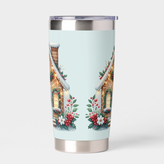 Cozy Gingerbread House Holiday Illustration Geïsoleerde Drinkbeker (Links)