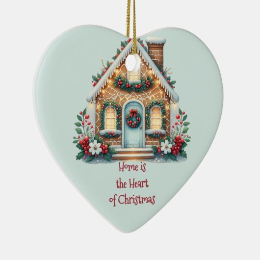 Cozy Gingerbread House Holiday Illustration Keramisch Ornament (Rechts)