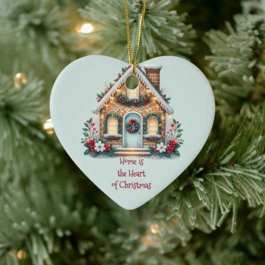Cozy Gingerbread House Holiday Illustration Keramisch Ornament (Boom)