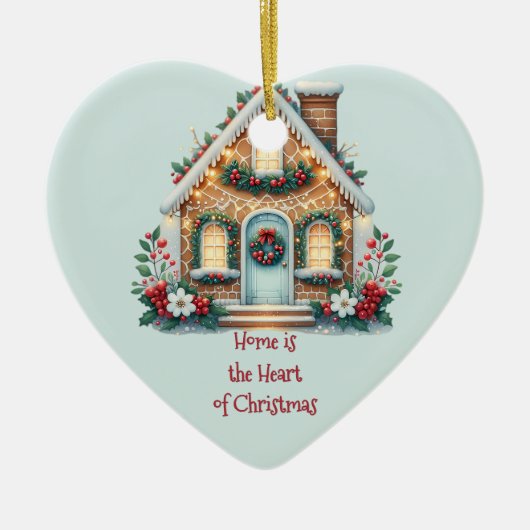 Cozy Gingerbread House Holiday Illustration Keramisch Ornament (Voorkant)
