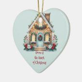 Cozy Gingerbread House Holiday Illustration Keramisch Ornament (Links)