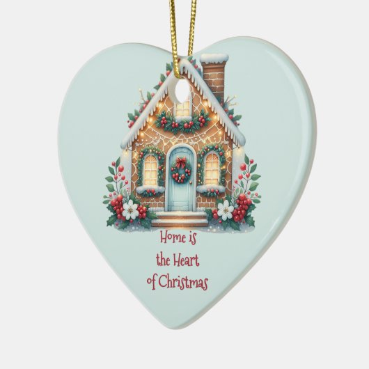 Cozy Gingerbread House Holiday Illustration Keramisch Ornament (Links)