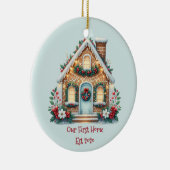 Cozy Gingerbread House Holiday Illustration Keramisch Ornament (Rechts)