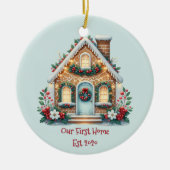 Cozy Gingerbread House Holiday Illustration Keramisch Ornament (Voorkant)