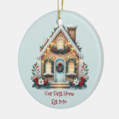 Cozy Gingerbread House Holiday Illustration Keramisch Ornament (Links)