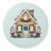 Cozy Gingerbread House Holiday Illustration Keramische Knop (Voorkant)