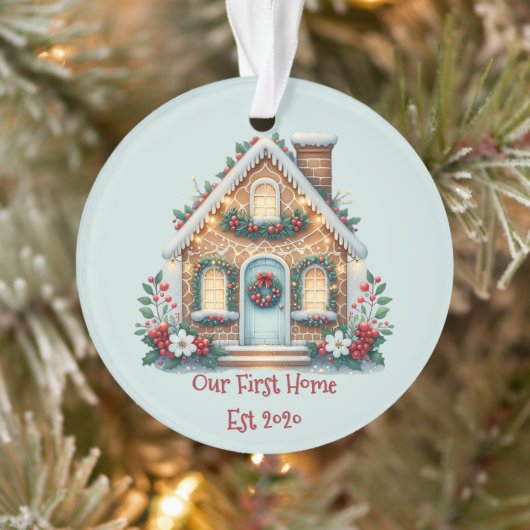 Cozy Gingerbread House Holiday Illustration Ornament (Boom)