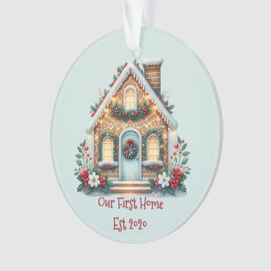 Cozy Gingerbread House Holiday Illustration Ornament (voorkant)