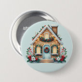 Cozy Gingerbread House Holiday Illustration Ronde Button 7,6 Cm (Voorkant /achterkant)