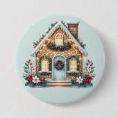 Cozy Gingerbread House Holiday Illustration Ronde Button 7,6 Cm (Voorkant)