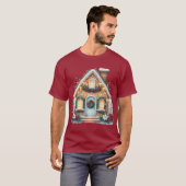 Cozy Gingerbread House Holiday Illustration T-shirt (Voorkant volledig)