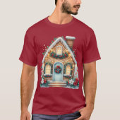 Cozy Gingerbread House Holiday Illustration T-shirt (Voorkant)