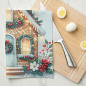 Cozy Gingerbread House Holiday Illustration Theedoek (Quarter Fold)