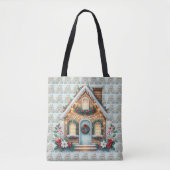 Cozy Gingerbread House Holiday Illustration Tote Bag (Voorkant)