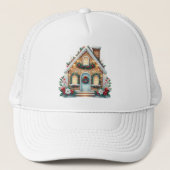 Cozy Gingerbread House Holiday Illustration Trucker Pet (Voorkant)