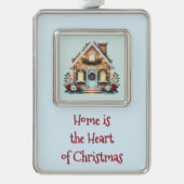 Cozy Gingerbread House Holiday Illustration Verzilverd Omlijst Ornament (Voorkant)