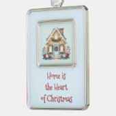 Cozy Gingerbread House Holiday Illustration Verzilverd Omlijst Ornament (Links)