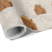 Cozy Gingerbread Houses Pattern Wrapping Paper Cadeaupapier (Rol Hoek)
