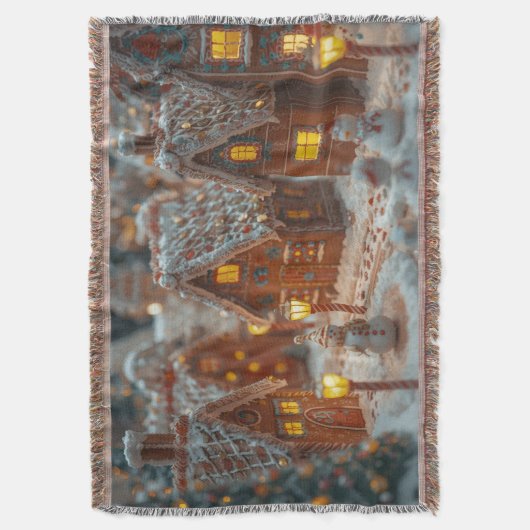 “Cozy Gingerbread Village Christmas Throw Blanket” Deken (Voorkant Verticaal)