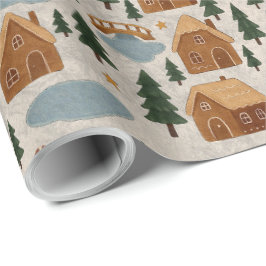 Cozy Gingerbread Village Wrapping Paper Cadeaupapier