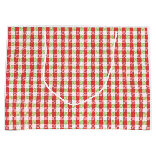 Cozy Gingham Christmas Large Gift Bag Groot Cadeauzakje (Voorkant)