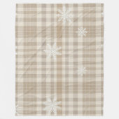Cozy Gingham Snowflake Blanket – Beige & Taupe Fleece Deken (Voorkant)