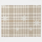 Cozy Gingham Snowflake Blanket – Beige & Taupe Fleece Deken (Voorkant (Horizontaal))