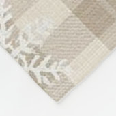 Cozy Gingham Snowflake Blanket – Beige & Taupe Fleece Deken (Hoek)