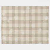Cozy Gingham Snowflake Blanket – Beige & Taupe Fleece Deken (Voorkant (Horizontaal))