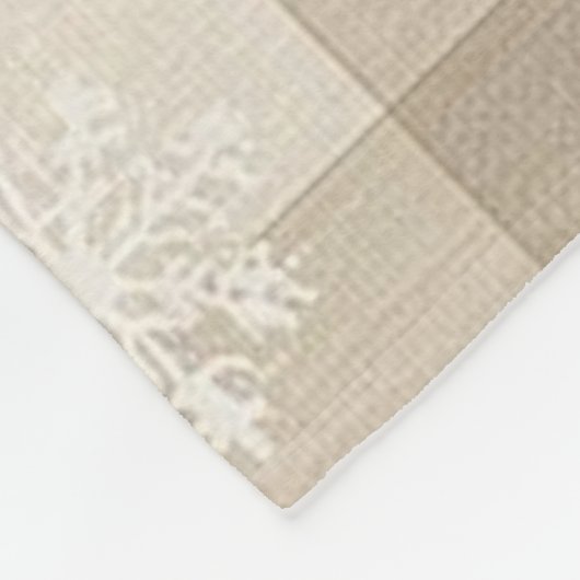 Cozy Gingham Snowflake Blanket – Beige & Taupe Fleece Deken (Hoek)